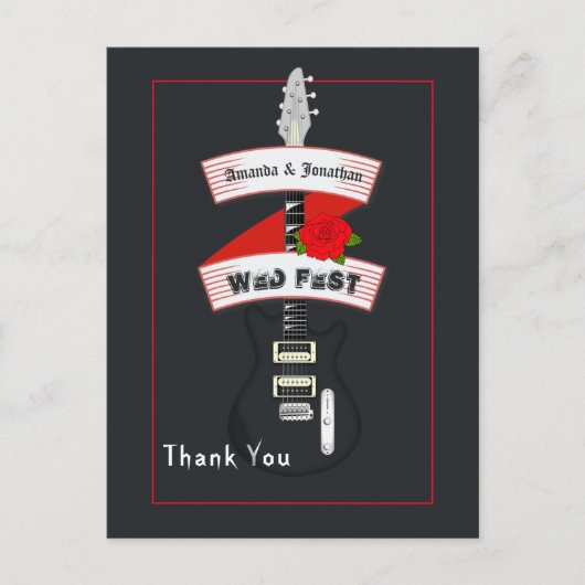 Rock and Roll Wedding Briefkaart (Voorkant)