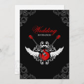 Rock and Roll Wedding Invitation Kaart (Voorkant / Achterkant)