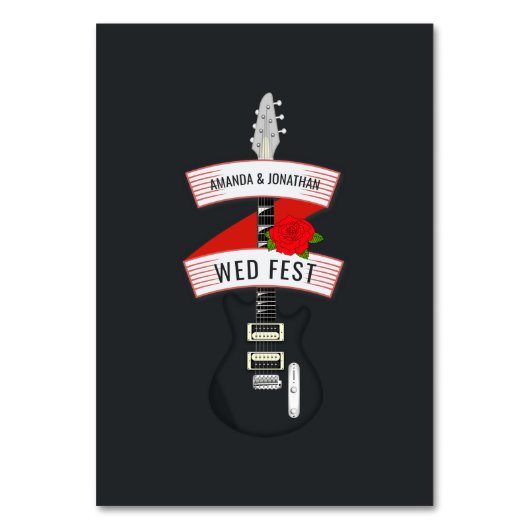 Rock and Roll Wedding Monogram Kaart (Achterkant)