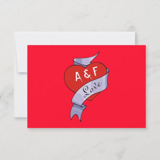 Rock and Roll Wedding Monogram RSVP Kaartje (Achterkant)