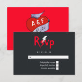 Rock and Roll Wedding Monogram RSVP Kaartje (Voorkant / Achterkant)