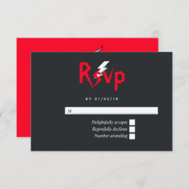 Rock and Roll Wedding Monogram RSVP Kaartje