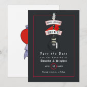Rock and Roll Wedding Monogram Save the Date (Voorkant / Achterkant)
