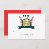 Rock and Roll Wedding RSVP Kaartje (Voorkant / Achterkant)