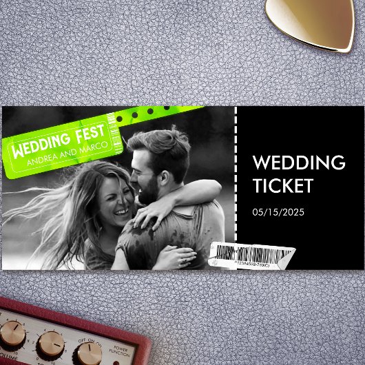 Rock and Roll Wedding Ticket Concert Boarding Pass