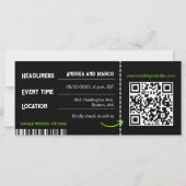 Rock and Roll Wedding Ticket Concert Boarding Pass (Achterkant)