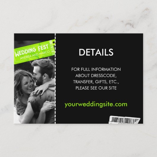 Rock and Roll Wedding Ticket Concert Boarding Pass Informatiekaartje (Voorkant)