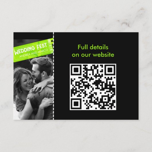 Rock and Roll Wedding Ticket Concert Boarding Pass Informatiekaartje (Achterkant)