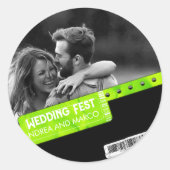 Rock and Roll Wedding Ticket Concert Boarding Pass Ronde Sticker (Voorkant)