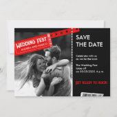 Rock and Roll Wedding Ticket Concert Save the Date (Voorkant)