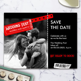 Rock and Roll Wedding Ticket Magnet Sla de datum o