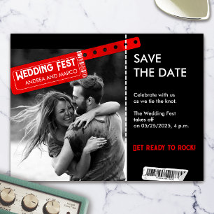 Rock and Roll Wedding Ticket Magnet Sla de datum o