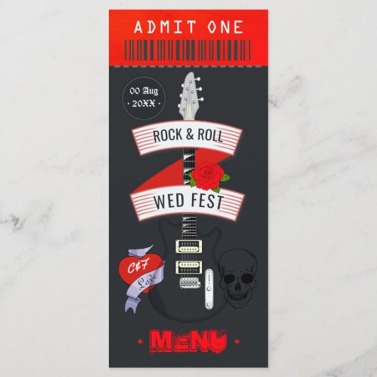 Rock and Roll Wedding Ticket Menu (Achterkant)