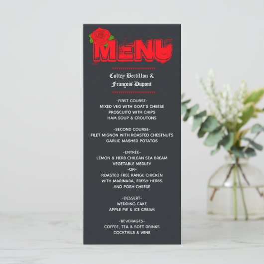 Rock and Roll Wedding Ticket Menu (Staand voorkant)