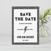 Rock and Roll Zwart Glitter Retro Save The Date (Staand voorkant)