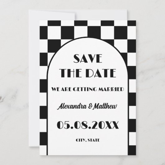 Rock and Roll Zwart Wit Retro 50s Save The Date (Voorkant)