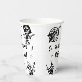 Rock and Roll Zwart & Wit Verjaardagsfeest Papieren Bekers (Rechts)