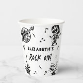 Rock and Roll Zwart & Wit Verjaardagsfeest Papieren Bekers (Voorkant)