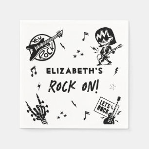 Rock and Roll Zwart & Wit Verjaardagsfeest Servet