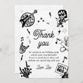 Rock and Roll Zwart Witte Verjaardag Bedankt Kaart (Voorkant / Achterkant)
