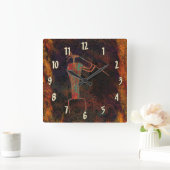 Rock Art Flute Player Vierkante Klok (Huis)