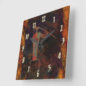 Rock Art Flute Player Vierkante Klok (Hoek)