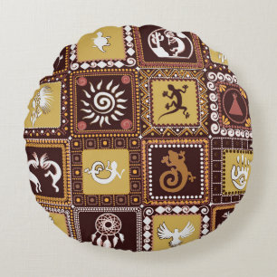 Rock Art Imitatie: Patroon. Rond Kussen