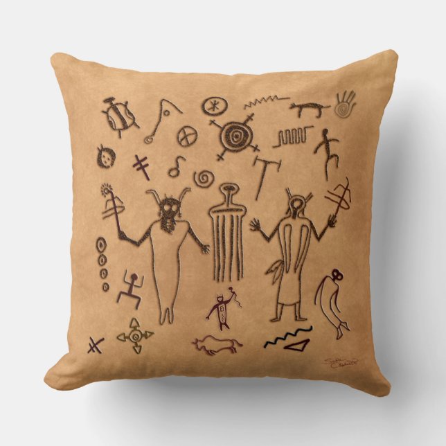 Rock Art Tribal Meditation Pillow Kussen (Voorkant)