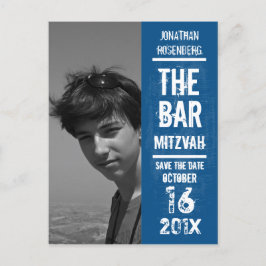 Rock Band Bar Mitswa Bewaar de datum in het blauw Aankondigingskaart