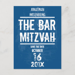 Rock Band Bar Mitswa Save the Date All Type, Blauw Aankondigingskaart