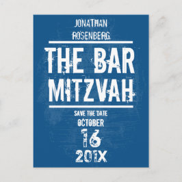 Rock Band Bar Mitswa Save the Date All Type, Blauw Aankondigingskaart