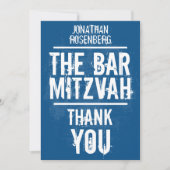 Rock Band Bar Mitzvah Hartelijk dank in blauw - Al Bedankkaart (Voorkant)