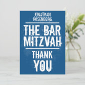 Rock Band Bar Mitzvah Hartelijk dank in blauw - Al Bedankkaart (Staand voorkant)