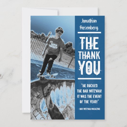 Rock Band Bar Mitzvah Hartelijk dank voor uw blauw Bedankkaart (Voorkant)