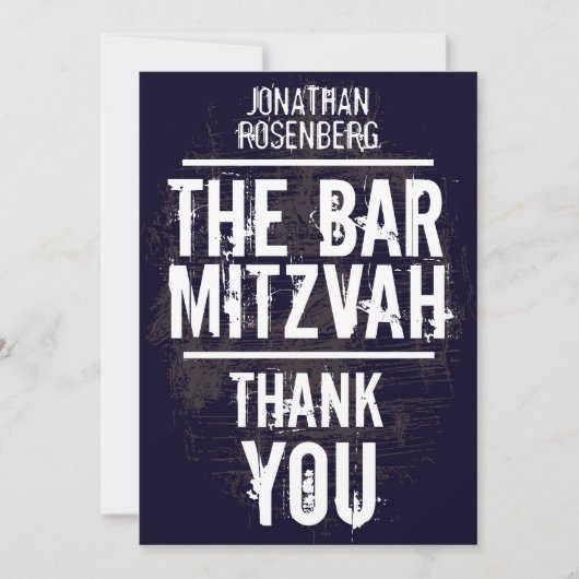 Rock Band Bar Mitzvah - Hartelijk dank - Zwarte ka Bedankkaart (Voorkant)