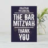 Rock Band Bar Mitzvah - Hartelijk dank - Zwarte ka Bedankkaart (Staand voorkant)