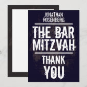 Rock Band Bar Mitzvah - Hartelijk dank - Zwarte ka Bedankkaart (Voorkant / Achterkant)