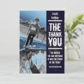 Rock Band Bar Mitzvah - Hartelijk dank - Zwarte ka Bedankkaart (Staand voorkant)