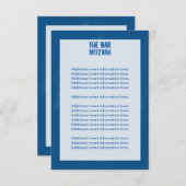 Rock Band Bar Mitzvah Info Card in Blue RSVP Kaartje (Voorkant / Achterkant)