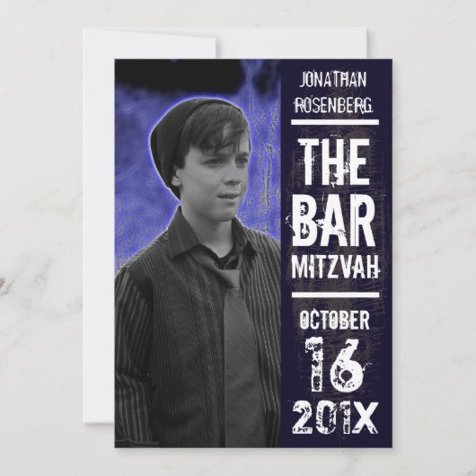 Rock Band Bar Mitzvah Invitation in Black Kaart (Voorkant)