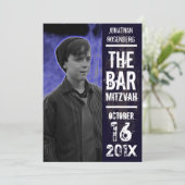 Rock Band Bar Mitzvah Invitation in Black Kaart (Staand voorkant)