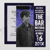 Rock Band Bar Mitzvah Invitation in Black Kaart (Voorkant / Achterkant)