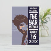 Rock Band Bar Mitzvah Invitation in Black Kaart (Staand voorkant)