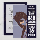 Rock Band Bar Mitzvah Invitation in Black Kaart (Voorkant / Achterkant)