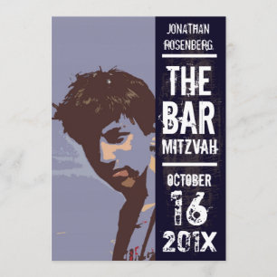 Rock Band Bar Mitzvah Invitation in Black Kaart