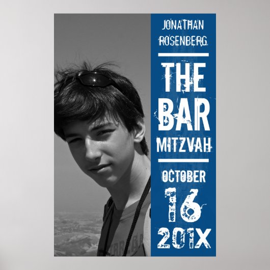 Rock Band Bar Mitzvah Poster in Blue (Voorkant)