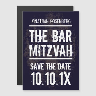 Rock Band Bar Mitzvah Save the Date Black Magnetische Uitnodiging
