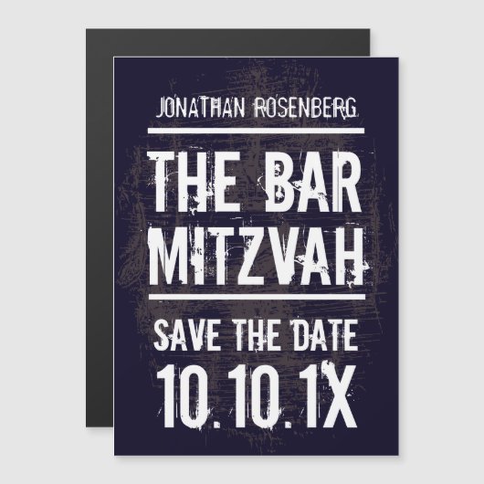 Rock Band Bar Mitzvah Save the Date Black Magnetische Uitnodiging (Voorkant / Achterkant)