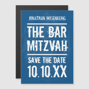 Rock Band Bar Mitzvah Save the Date in Blue Magnetische Uitnodiging