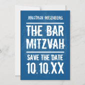 Rock Band Bar Mitzvah Save the Date in Blue Magnetische Uitnodiging (Voorkant)